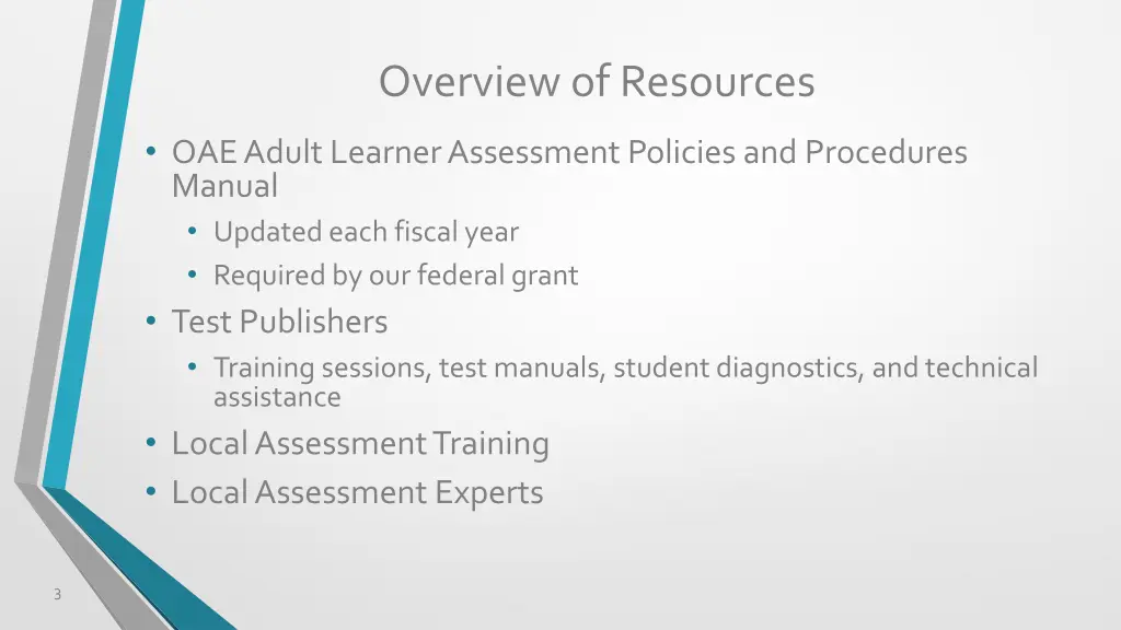 overview of resources