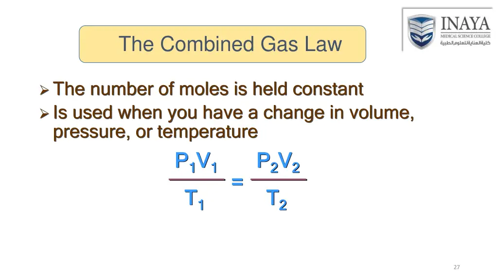 the combined gas law