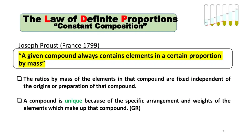 the the l law of aw of d definite constant