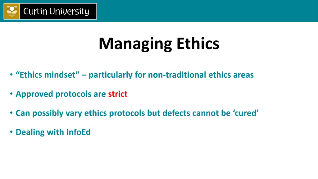 managing ethics