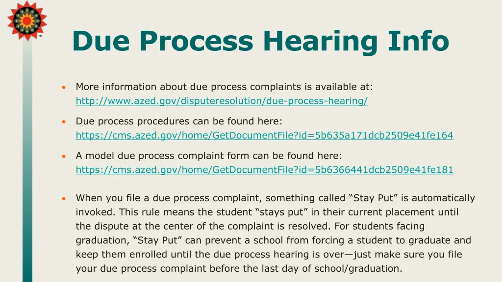 due process hearing info