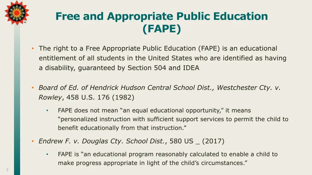 free and appropriate public education fape