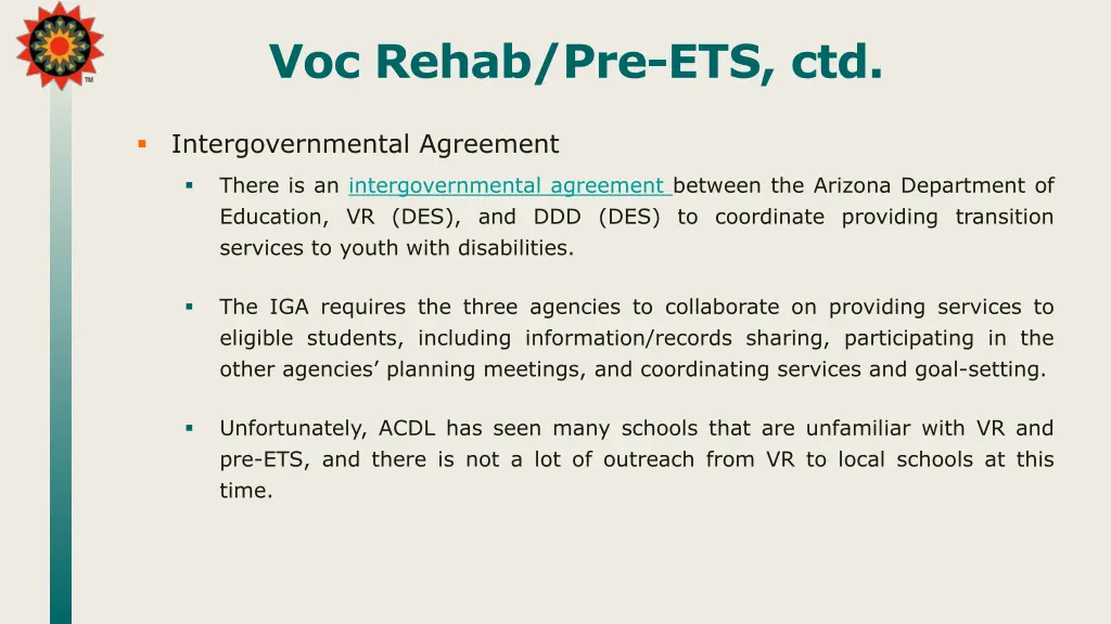 voc rehab pre ets ctd