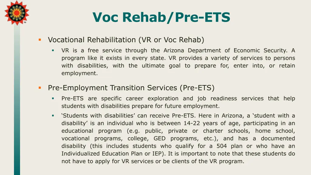 voc rehab pre ets