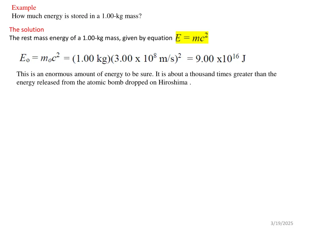 example how much energy is stored
