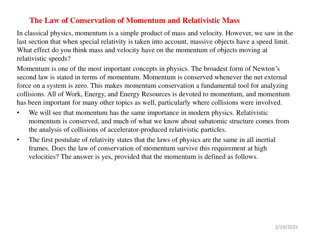 the law of conservation of momentum