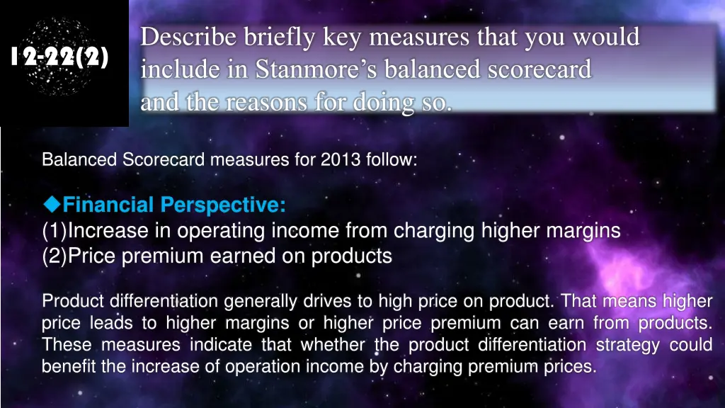 describe briefly key measures that you would