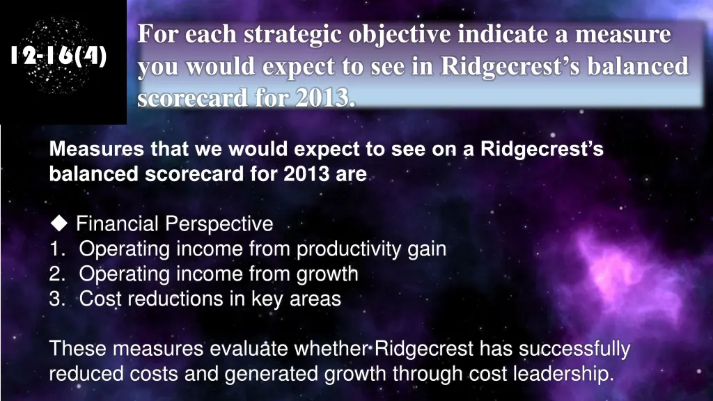 for each strategic objective indicate a measure