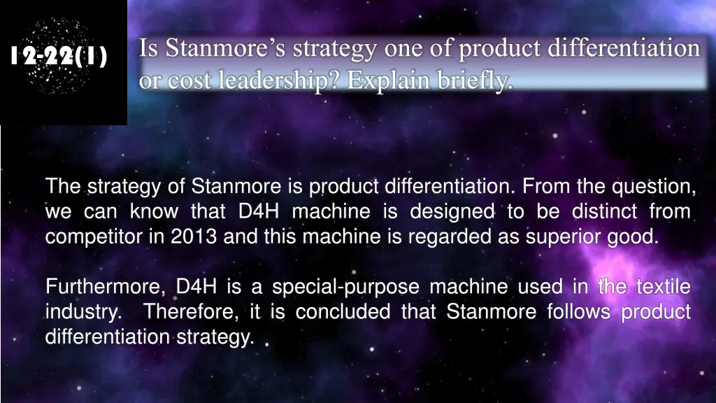 is stanmore s strategy one of product
