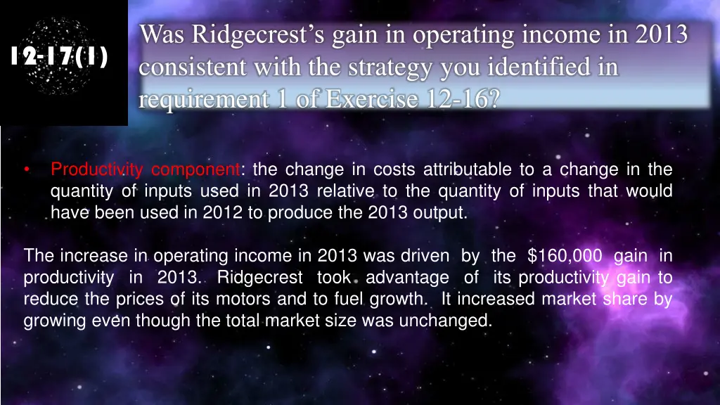 was ridgecrest s gain in operating income in 2013 1