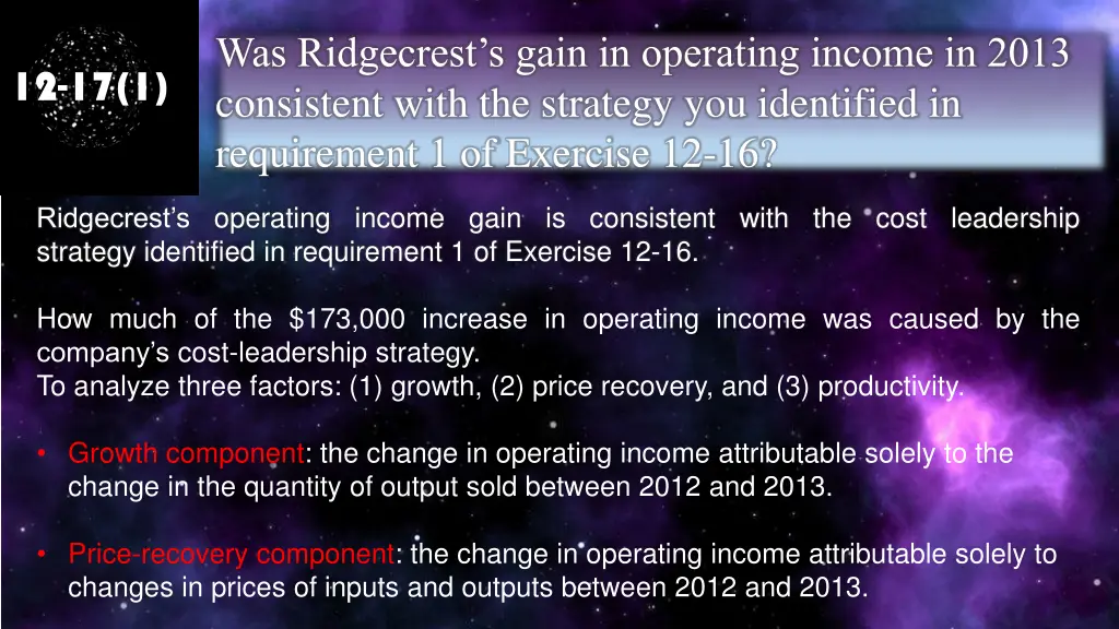 was ridgecrest s gain in operating income in 2013