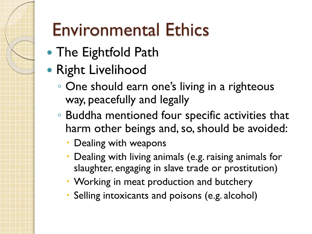 environmental ethics the eightfold path right