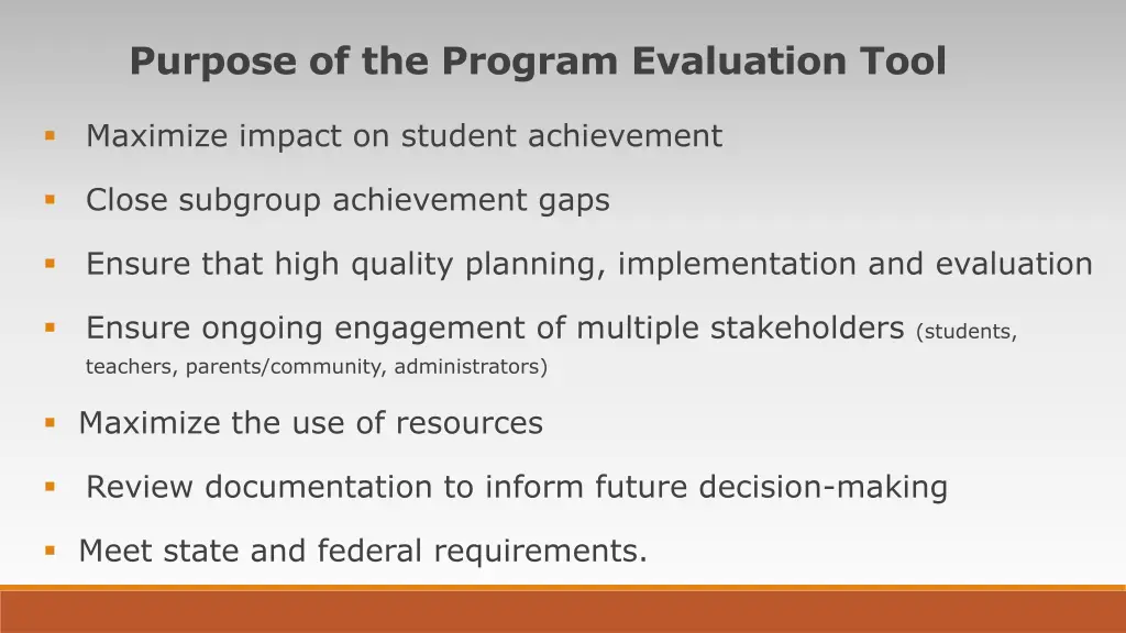 purpose of the program evaluation tool