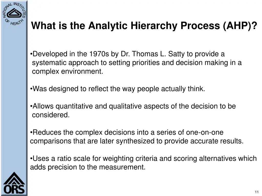 what is the analytic hierarchy process ahp