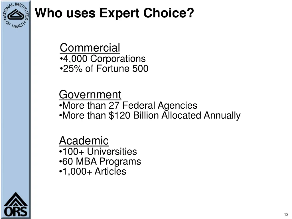 who uses expert choice