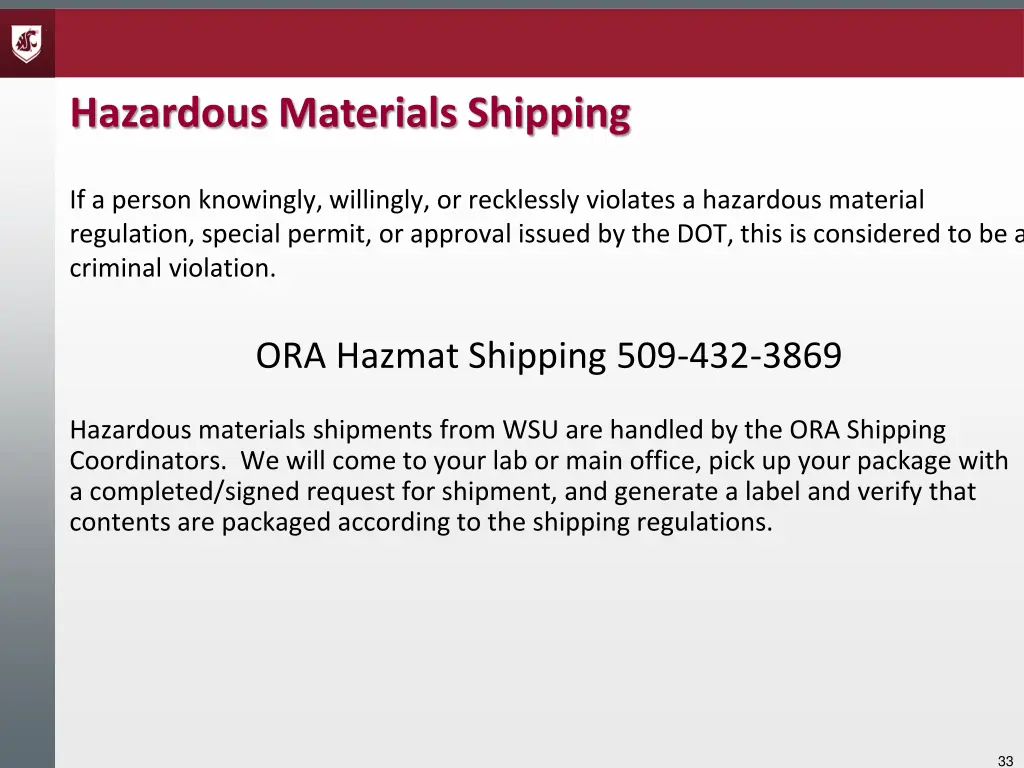hazardous materials shipping