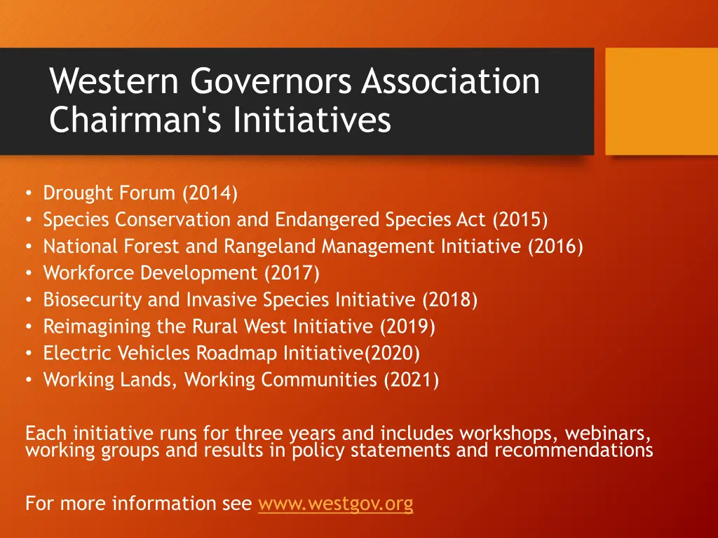 western governors association chairman