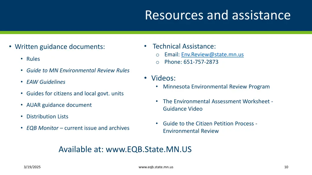 resources and assistance