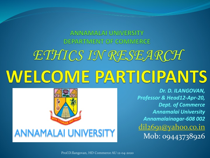 dr d ilangovan professor head12 apr 20 dept