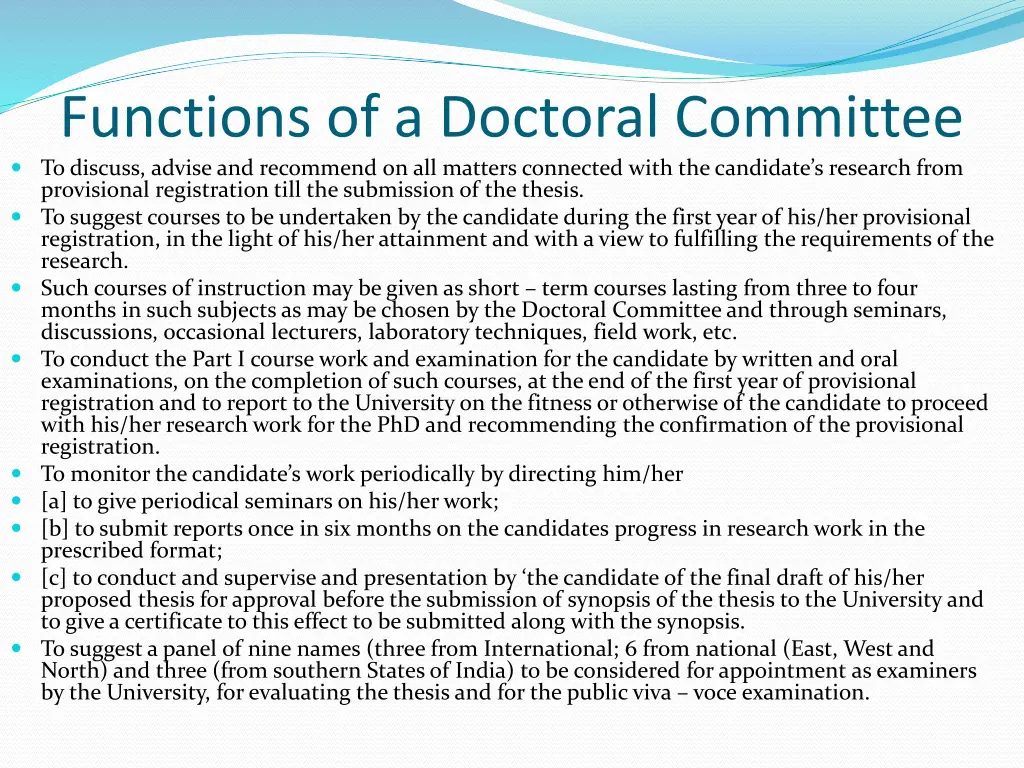 functions of a doctoral committee to discuss