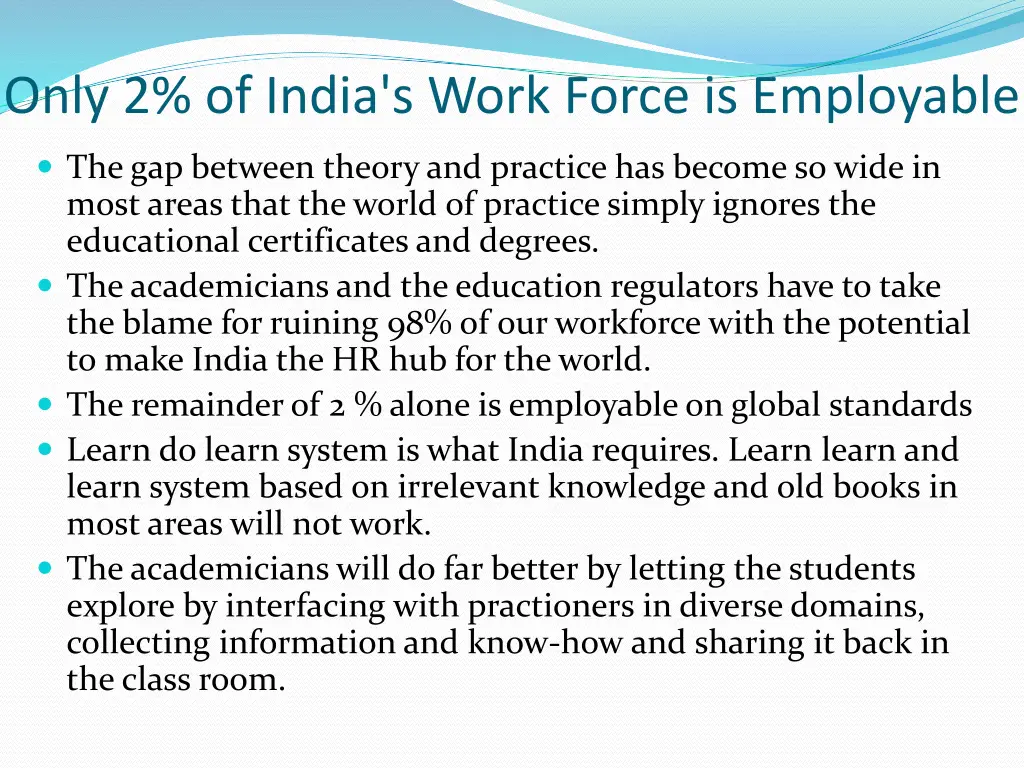 only 2 of india s work force is employable