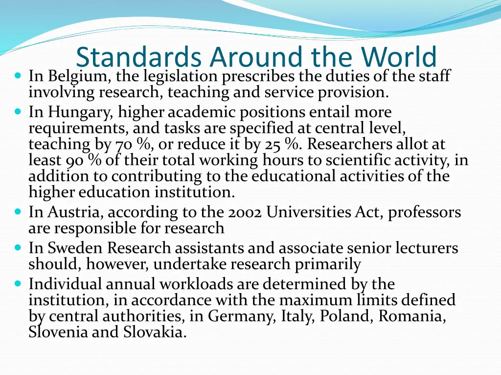 standards around the world in belgium