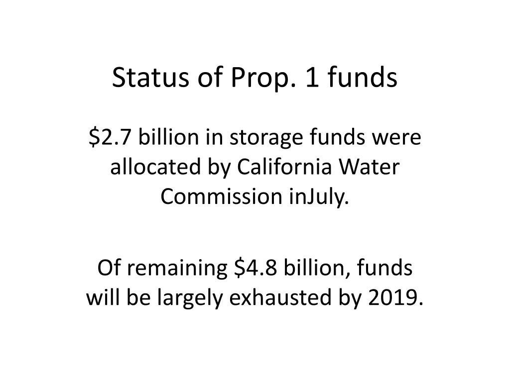 status of prop 1 funds