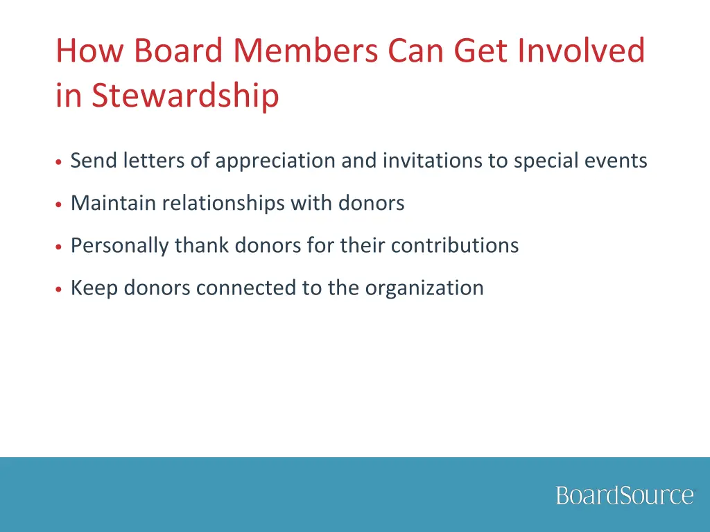how board members can get involved in stewardship