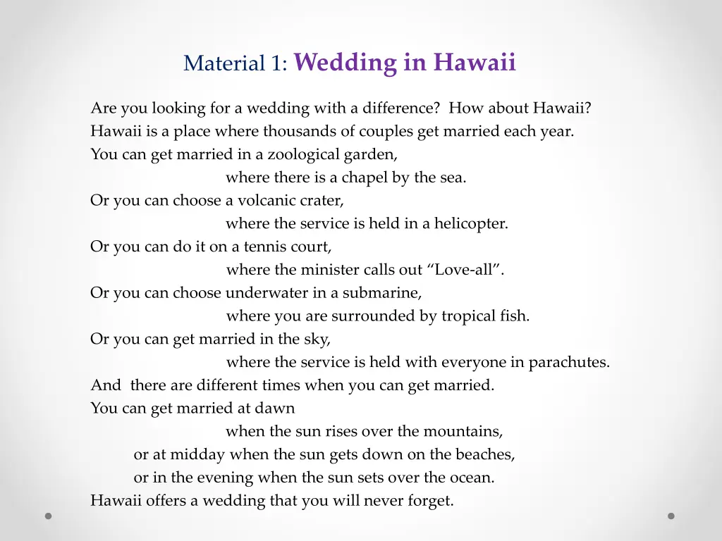 material 1 wedding in hawaii