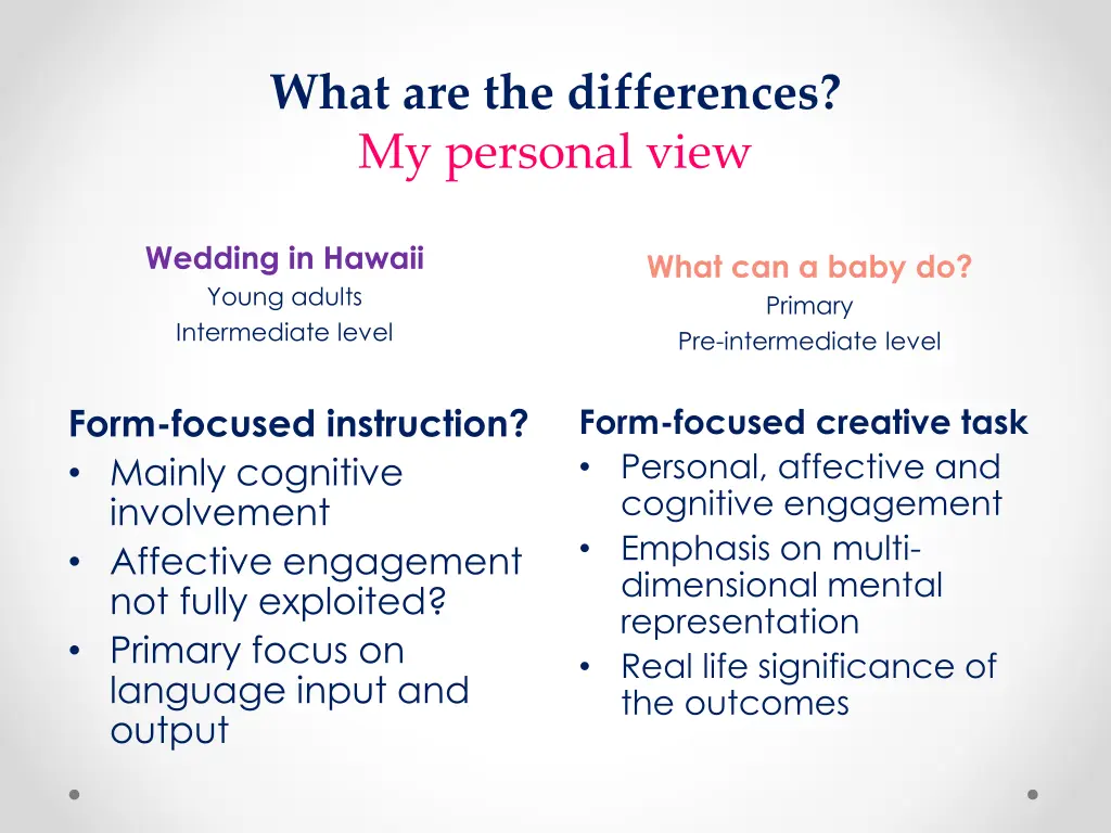 what are the differences my personal view