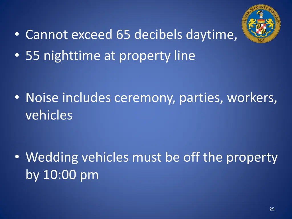 cannot exceed 65 decibels daytime 55 nighttime