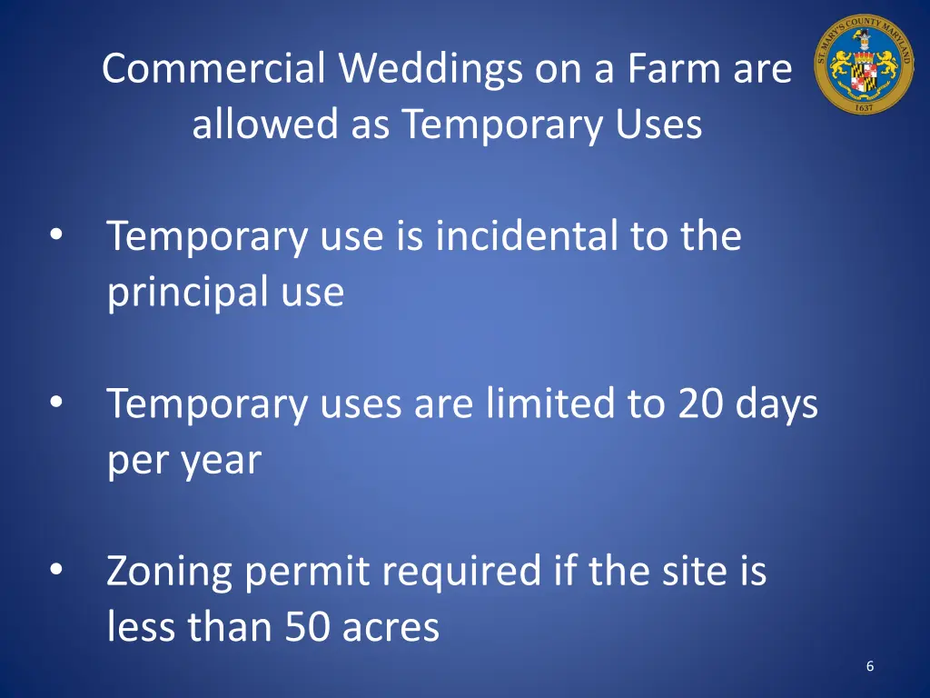 commercial weddings on a farm are allowed