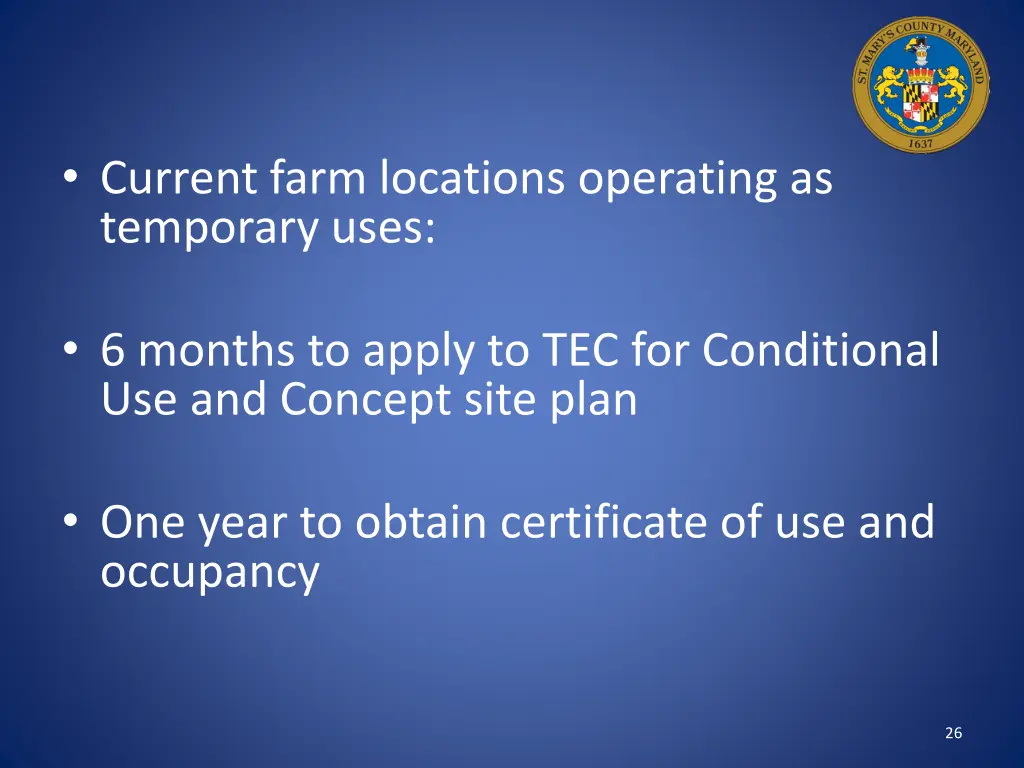 current farm locations operating as temporary uses