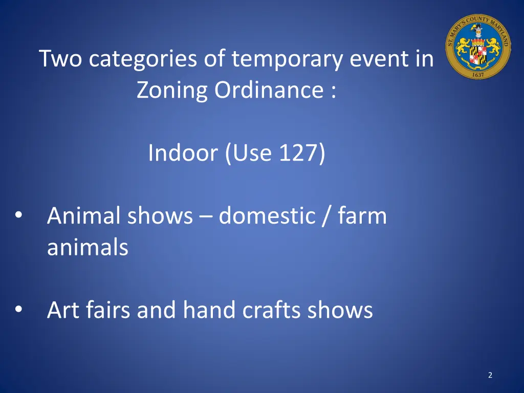 two categories of temporary event in zoning