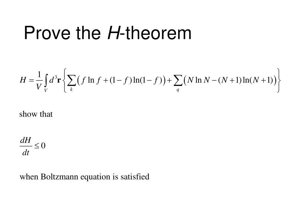 prove the h theorem
