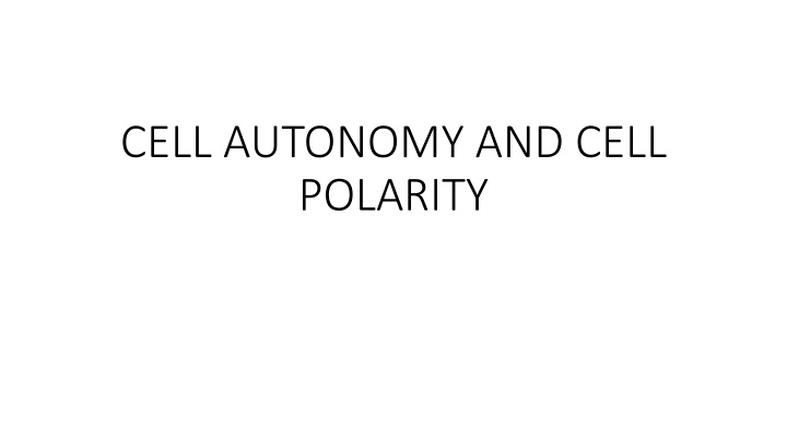 cell autonomy and cell polarity