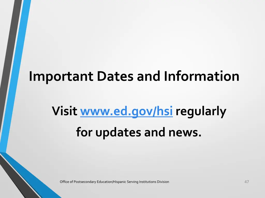important dates and information