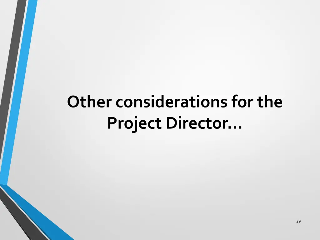 other considerations for the project director