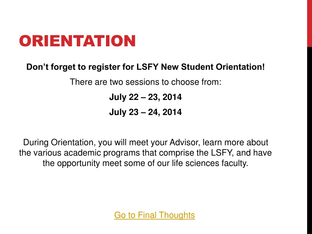 orientation