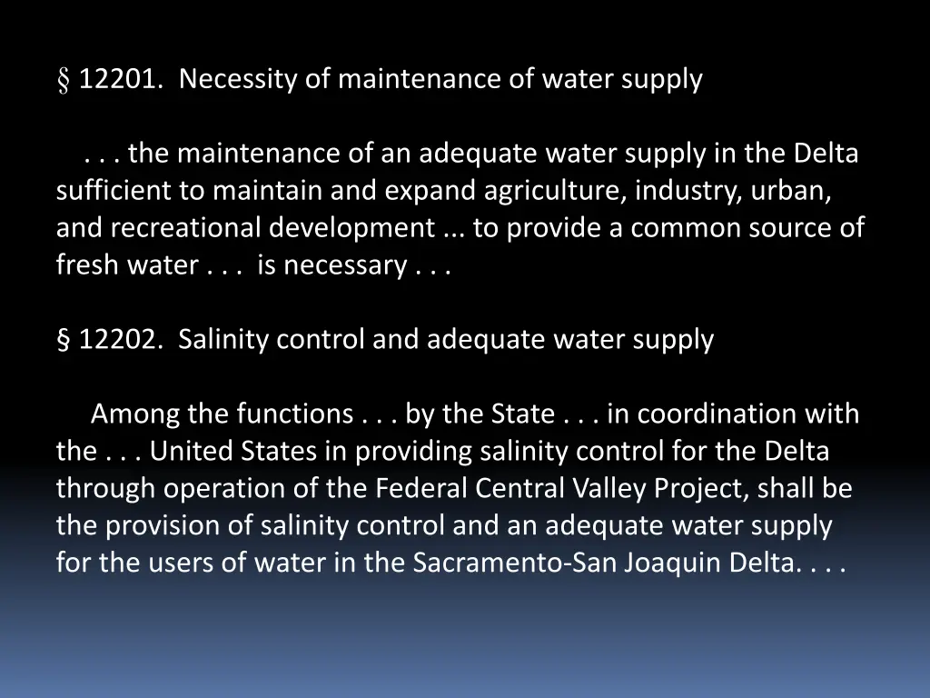 12201 necessity of maintenance of water supply