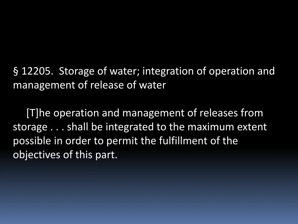 12205 storage of water integration of operation
