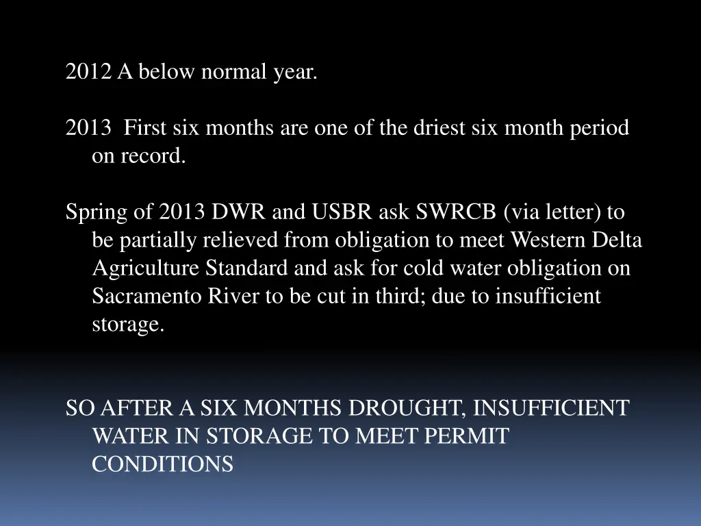 2012 a below normal year