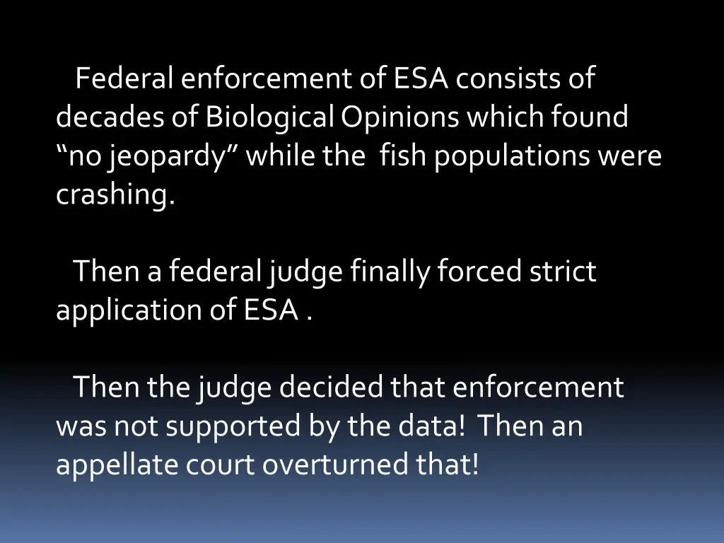 federal enforcement of esa consists of decades