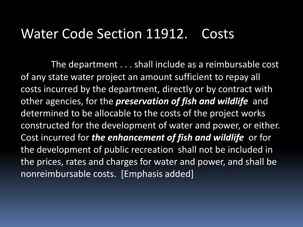water code section 11912 costs
