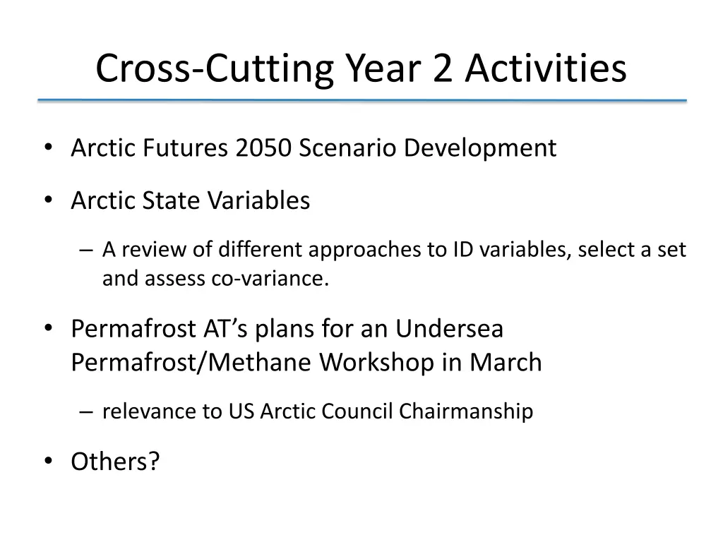 cross cutting year 2 activities