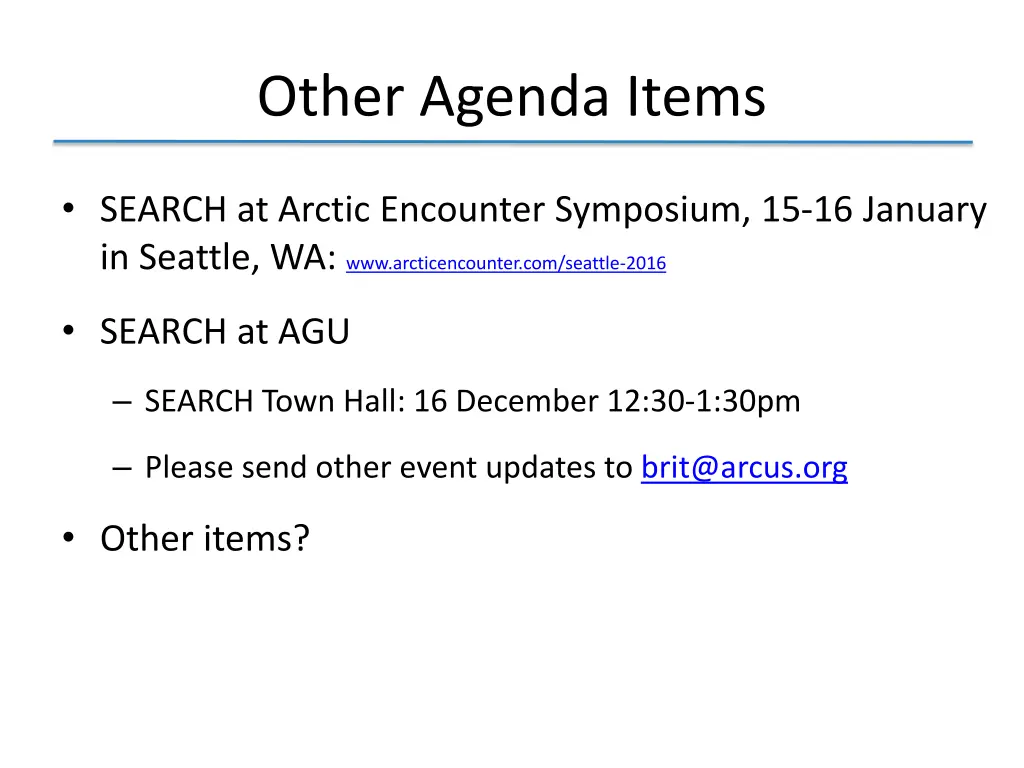 other agenda items