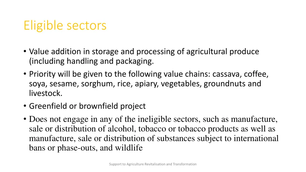 eligible sectors