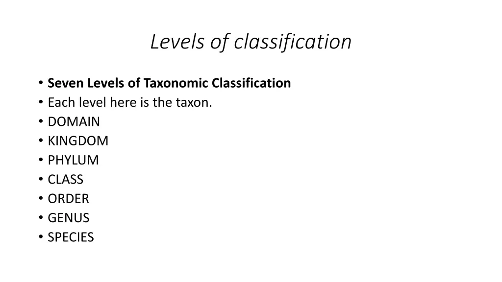levels of classification