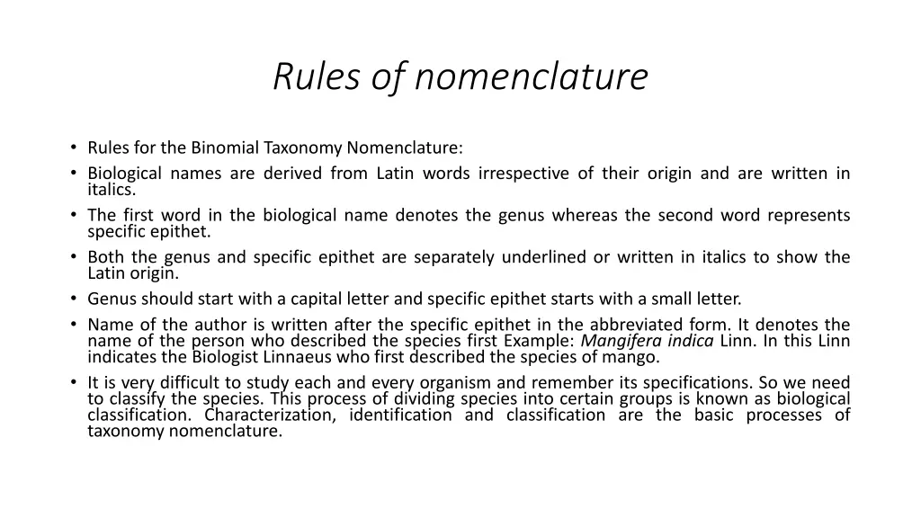 rules of nomenclature