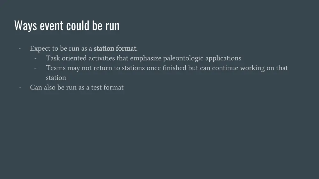 ways event could be run